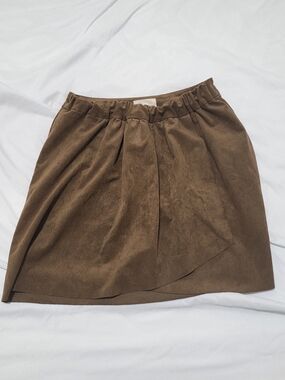 Wilfred Brown Wrap-Front Mini Skirt